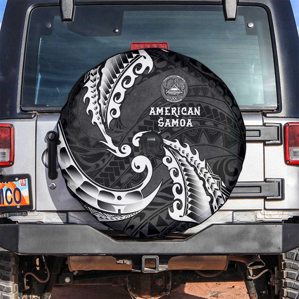 AAPI Heritage Month Spare Tire Cover American Samoa Polynesian Tribal Wave LT05 Black - Polynesian Pride