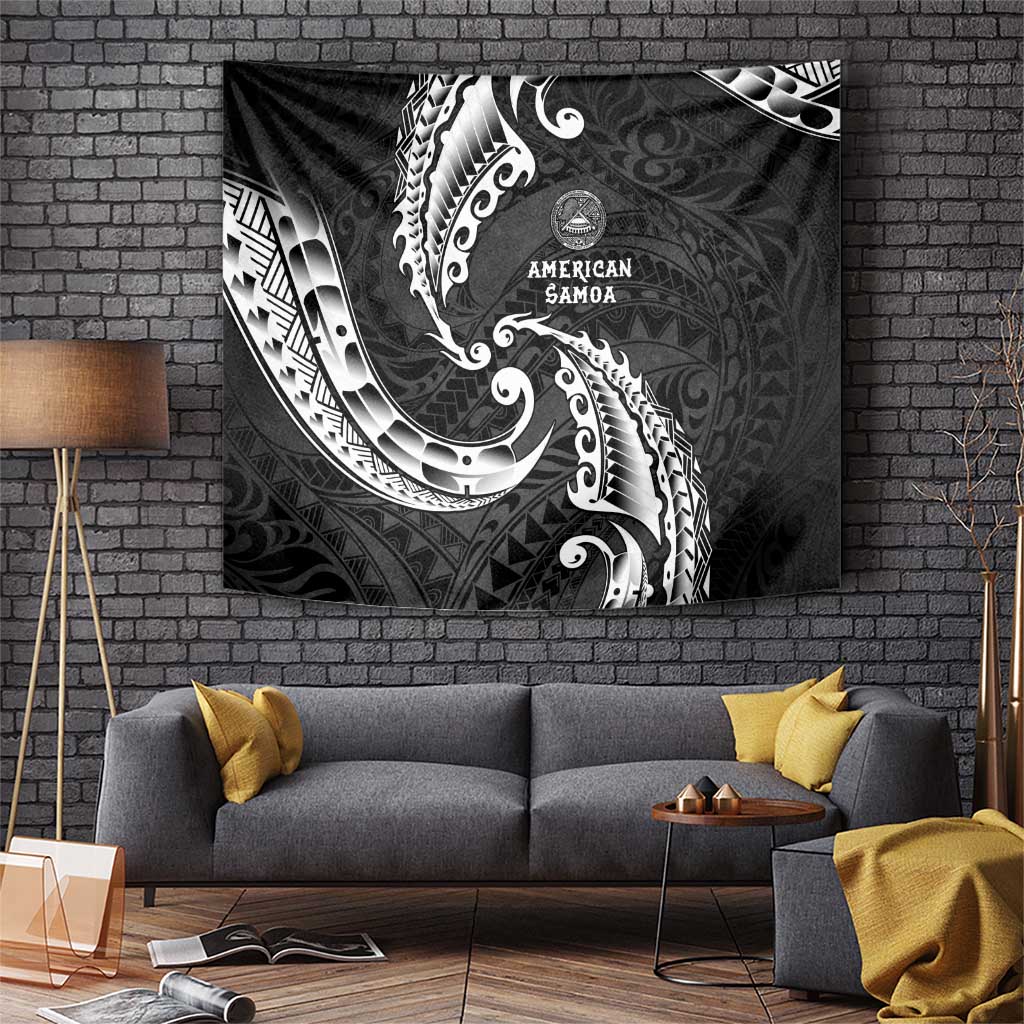 AAPI Heritage Month Tapestry American Samoa Polynesian Tribal Wave LT05 Black - Polynesian Pride