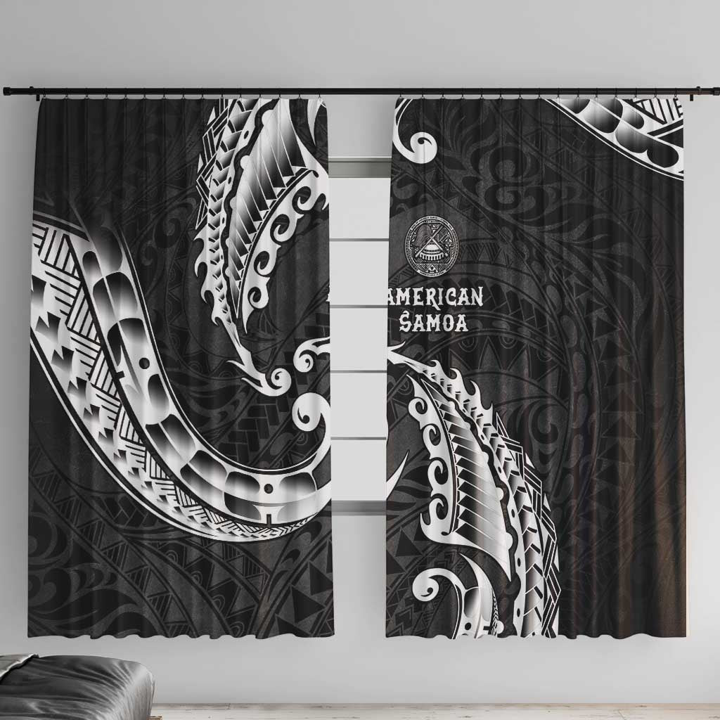 AAPI Heritage Month Window Curtain American Samoa Polynesian Tribal Wave LT05 With Hooks Black - Polynesian Pride