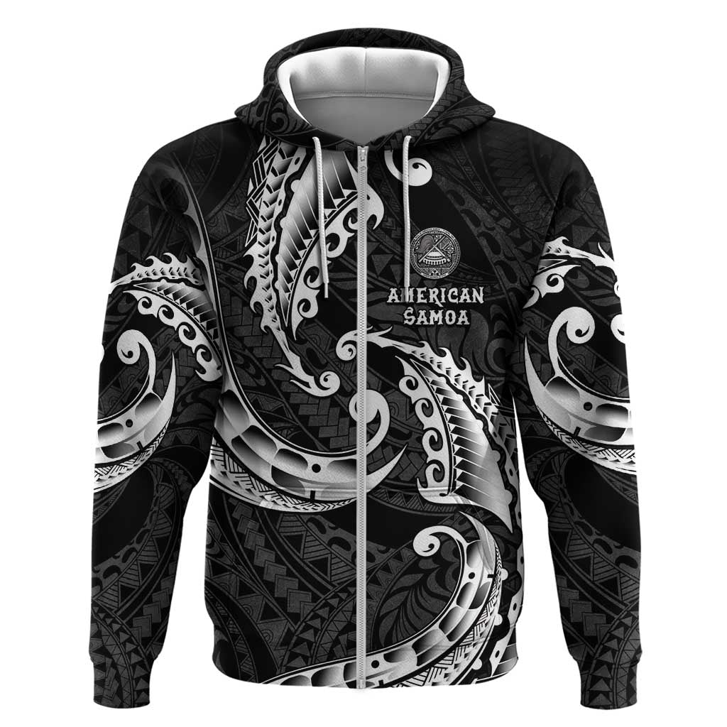 AAPI Heritage Month Zip Hoodie American Samoa Polynesian Tribal Wave LT05 Zip Hoodie Black - Polynesian Pride