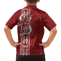 Tonga Language Week Family Matching Off The Shoulder Long Sleeve Dress and Hawaiian Shirt Malo e Lelei Kupesi Ngatu Pattern