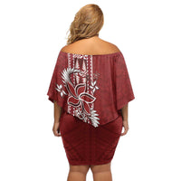 Tonga Language Week Off Shoulder Short Dress Malo e Lelei Kupesi Ngatu Pattern LT05 - Polynesian Pride