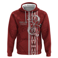 Tonga Language Week Zip Hoodie Malo e Lelei Kupesi Ngatu Pattern LT05 Zip Hoodie Red - Polynesian Pride