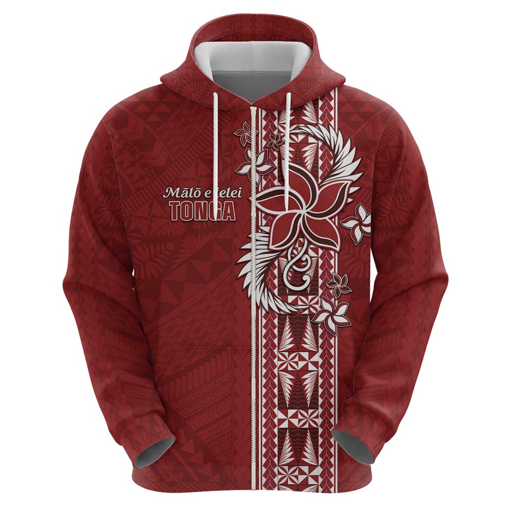 Tonga Language Week Zip Hoodie Malo e Lelei Kupesi Ngatu Pattern LT05 - Polynesian Pride