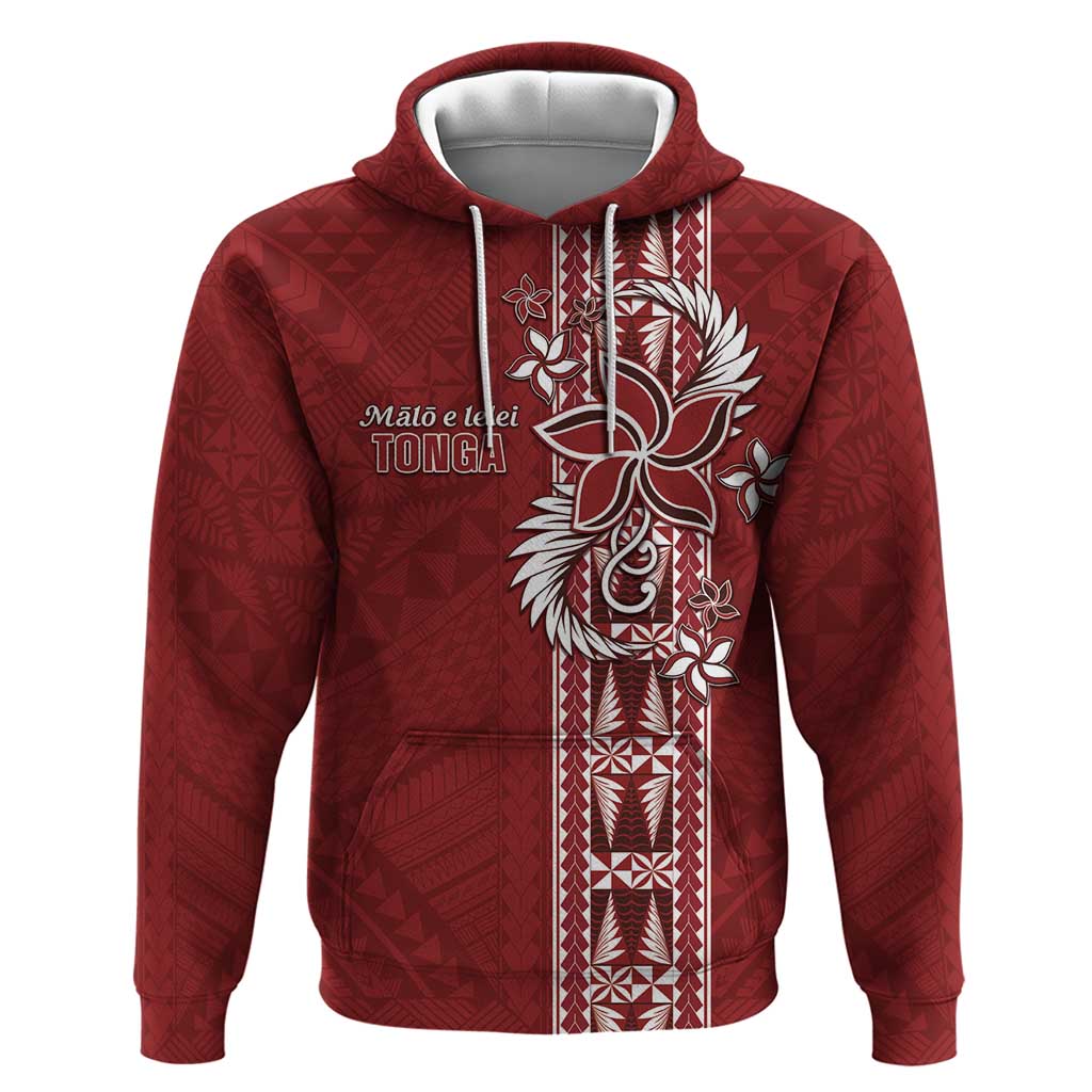 Tonga Language Week Zip Hoodie Malo e Lelei Kupesi Ngatu Pattern LT05 Pullover Hoodie Red - Polynesian Pride