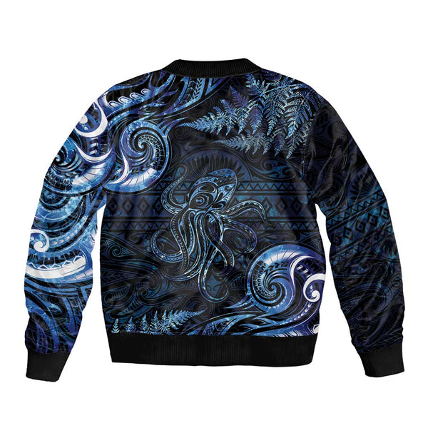 Aotearoa New Zealand Octopus Bomber Jacket Silver Fern Maori Pattern LT05