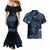Aotearoa New Zealand Octopus Couples Matching Mermaid Dress and Hawaiian Shirt Silver Fern Maori Pattern