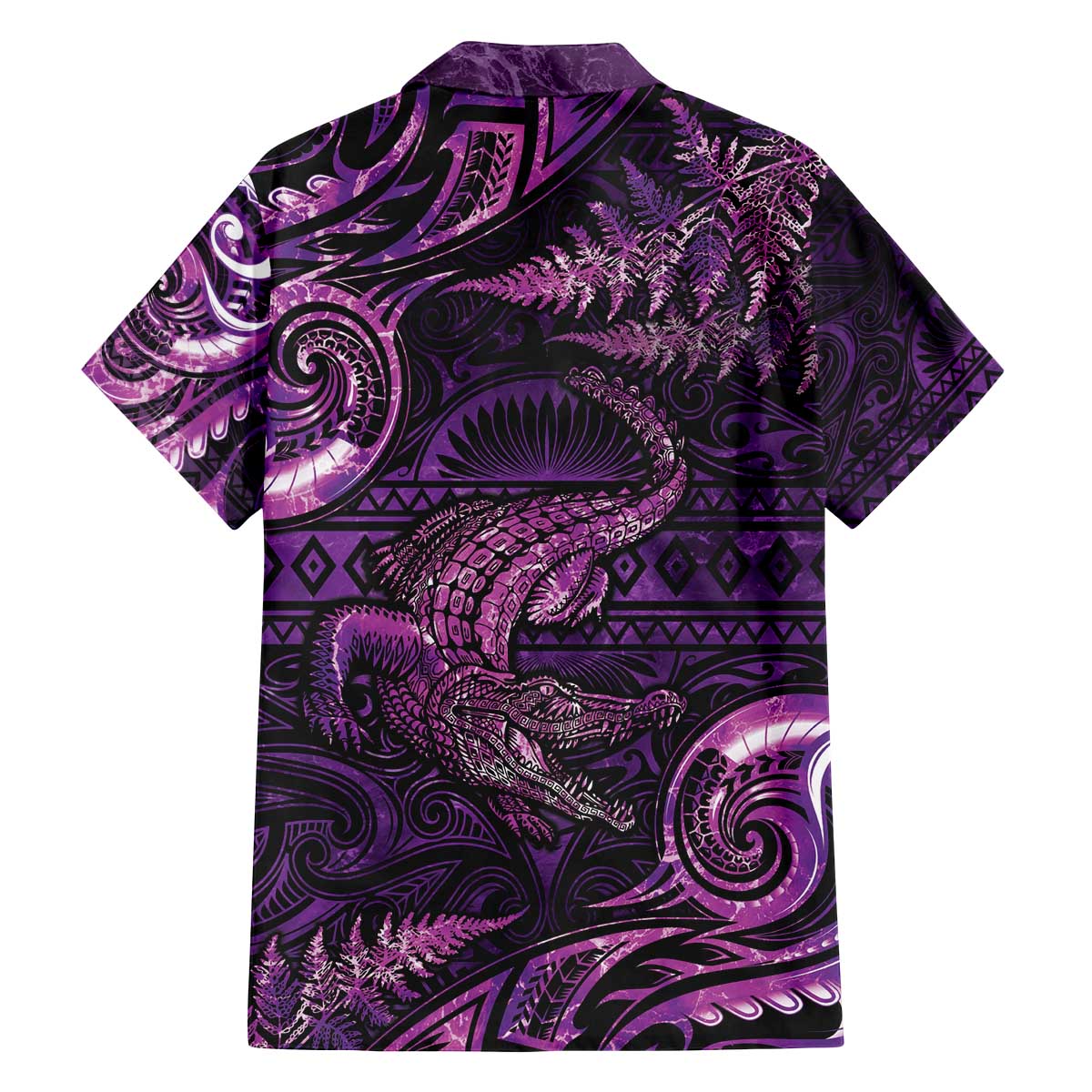 Aotearoa New Zealand Crocodile Family Matching Off The Shoulder Long Sleeve Dress and Hawaiian Shirt Silver Fern Maori Pattern LT05 - Polynesian Pride