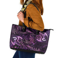 Aotearoa New Zealand Crocodile Leather Tote Bag Silver Fern Maori Pattern LT05 Purple - Polynesian Pride