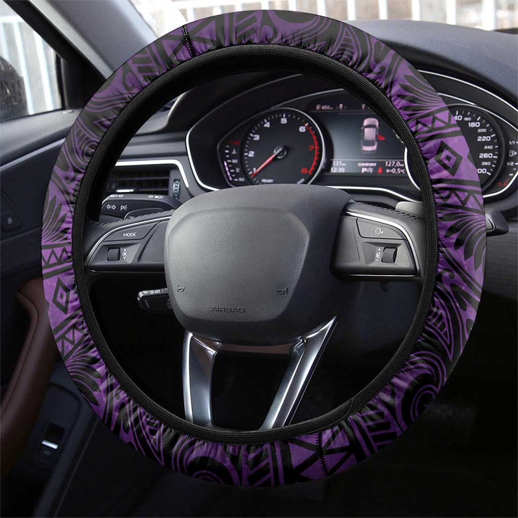 Aotearoa New Zealand Crocodile Steering Wheel Cover Silver Fern Maori Pattern