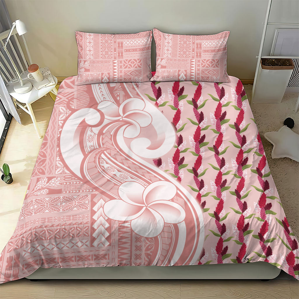 Samoa Teuila Bedding Set Pink Samoan Siapo Motifs