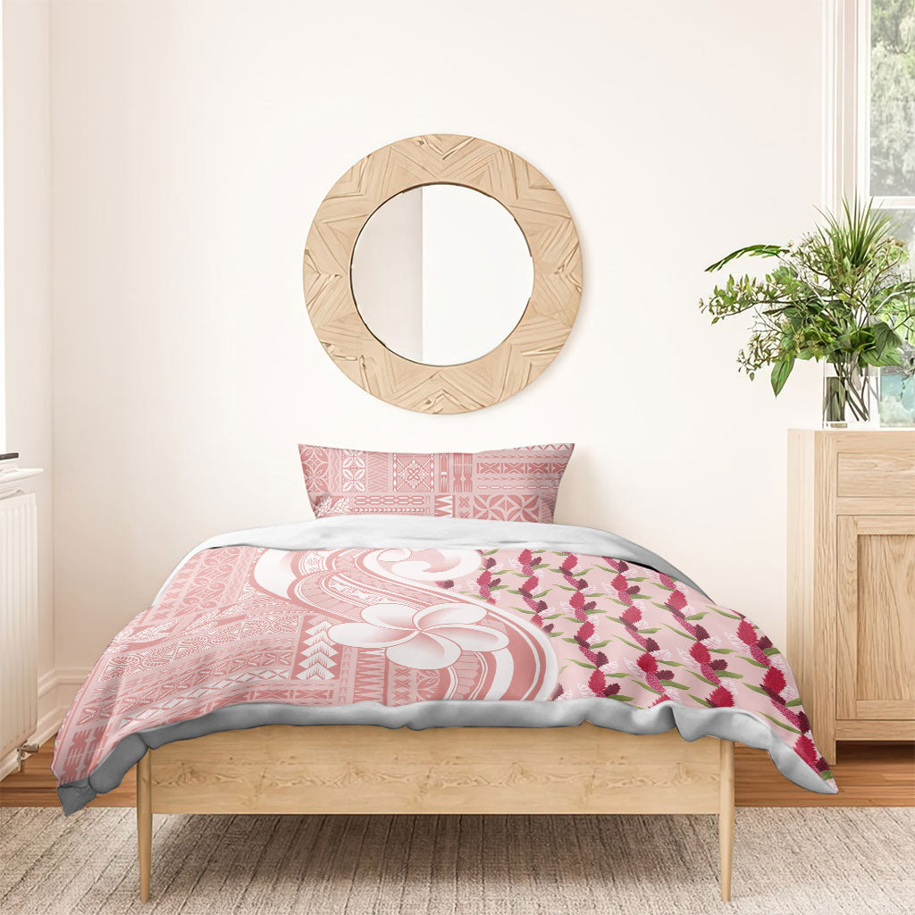 Samoa Teuila Bedding Set Pink Samoan Siapo Motifs
