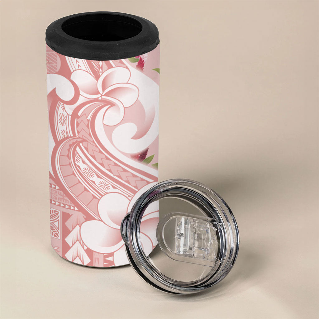 Samoa Teuila 4 in 1 Can Cooler Tumbler Pink Samoan Siapo Motifs