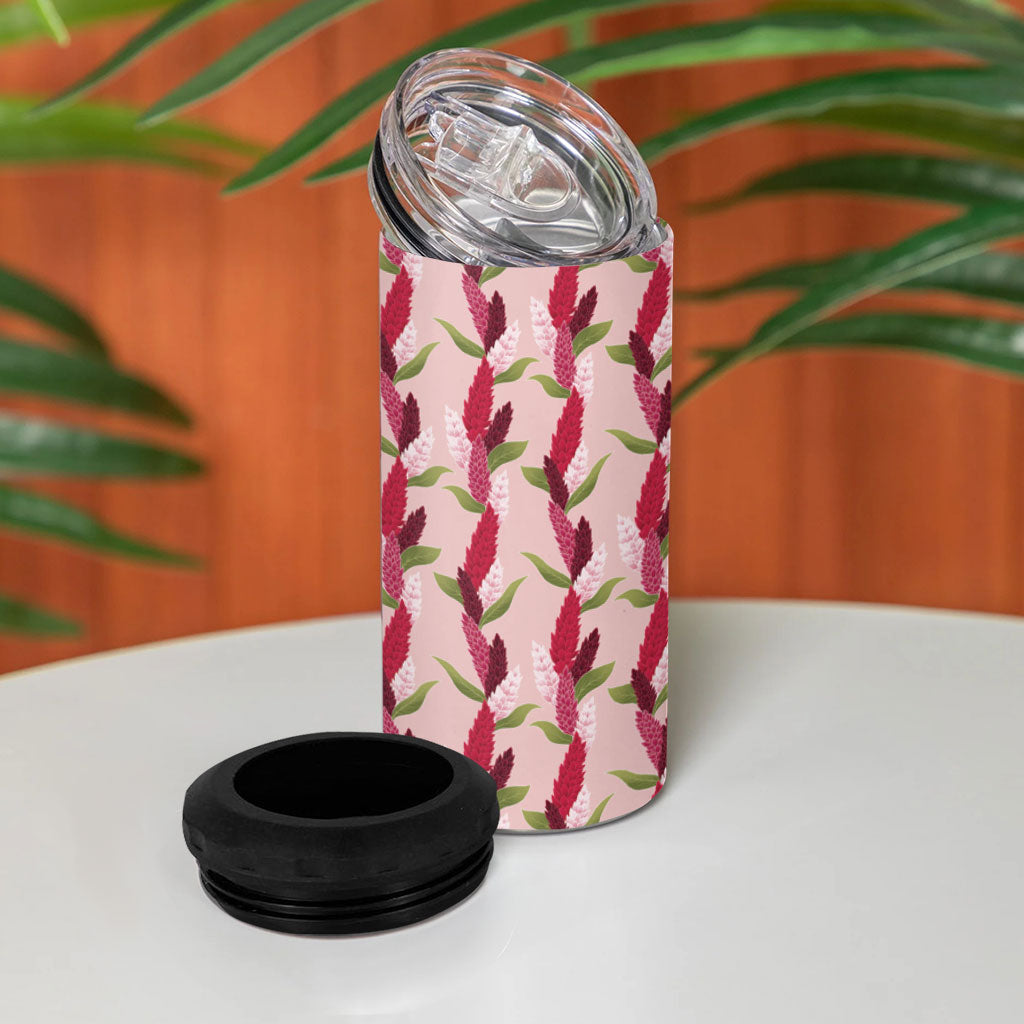 Samoa Teuila 4 in 1 Can Cooler Tumbler Pink Samoan Siapo Motifs