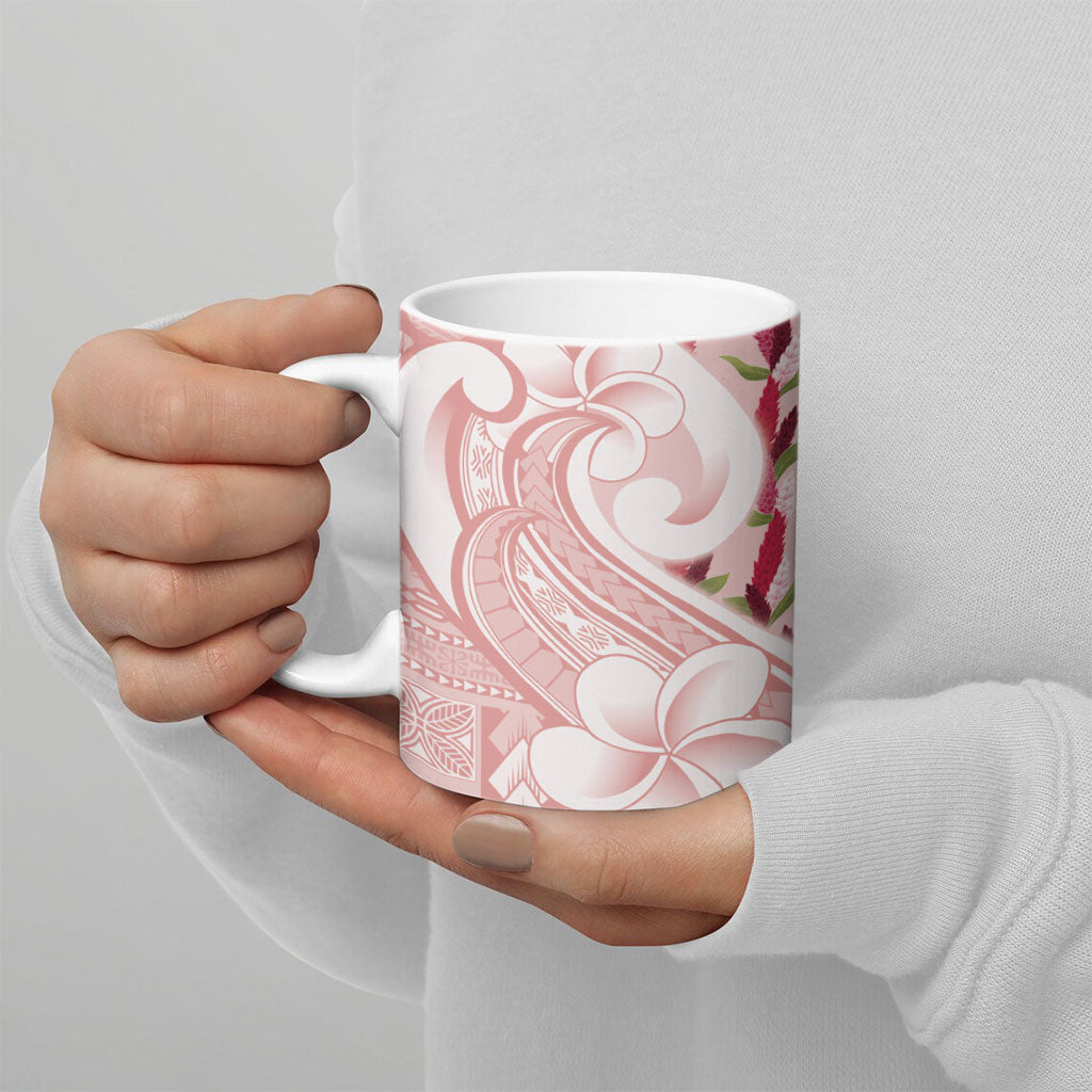 Samoa Teuila Ceramic Mug Pink Samoan Siapo Motifs