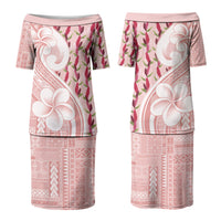 Samoa Teuila Couples Matching Puletasi and Hawaiian Shirt Pink Samoan Siapo Motifs LT05 - Polynesian Pride
