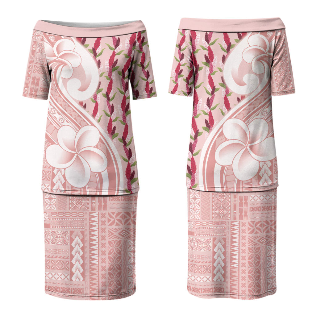 Samoa Teuila Couples Matching Puletasi and Long Sleeve Button Shirt Pink Samoan Siapo Motifs LT05 - Polynesian Pride