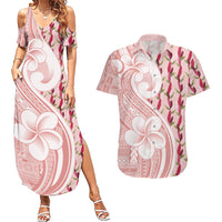 Samoa Teuila Couples Matching Summer Maxi Dress and Hawaiian Shirt Pink Samoan Siapo Motifs