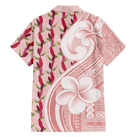 Samoa Teuila Family Matching Off The Shoulder Long Sleeve Dress and Hawaiian Shirt Pink Samoan Siapo Motifs