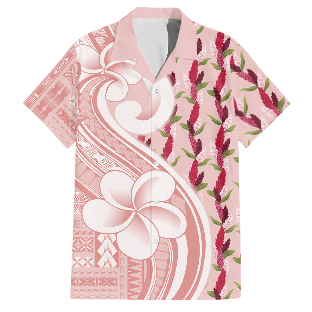 Samoa Teuila Family Matching Off Shoulder Maxi Dress and Hawaiian Shirt Pink Samoan Siapo Motifs
