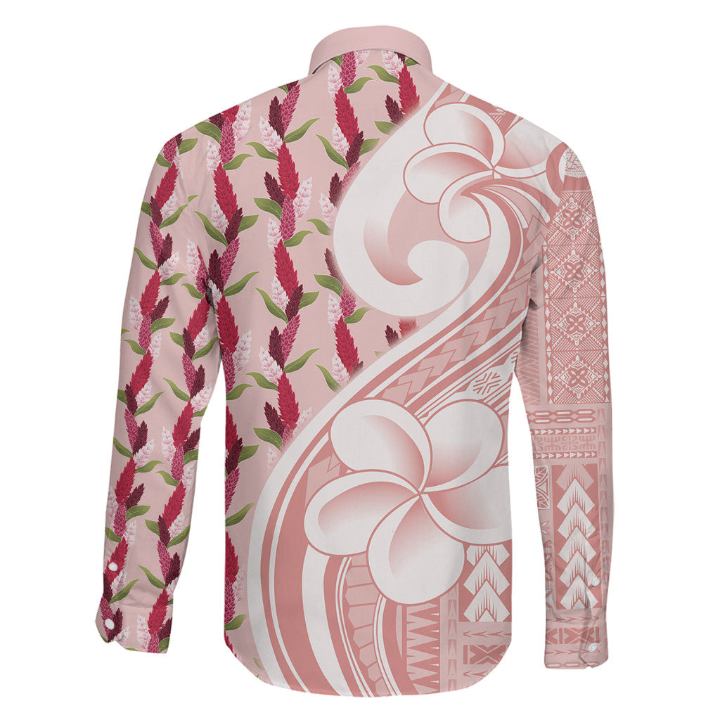 Samoa Teuila Family Matching Off Shoulder Maxi Dress and Hawaiian Shirt Pink Samoan Siapo Motifs