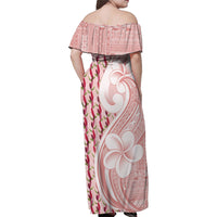 Samoa Teuila Family Matching Off Shoulder Maxi Dress and Hawaiian Shirt Pink Samoan Siapo Motifs