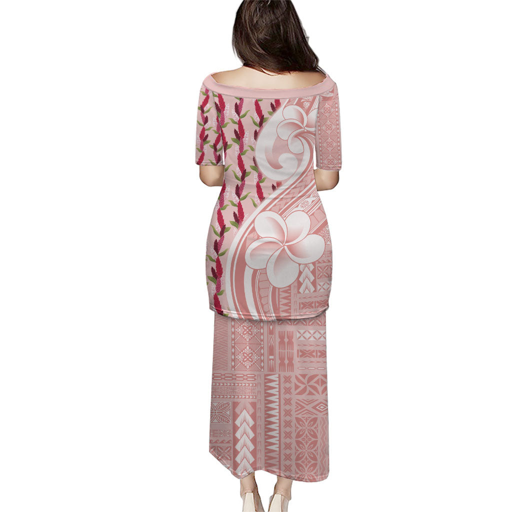 Samoa Teuila Family Matching Puletasi and Hawaiian Shirt Pink Samoan Siapo Motifs