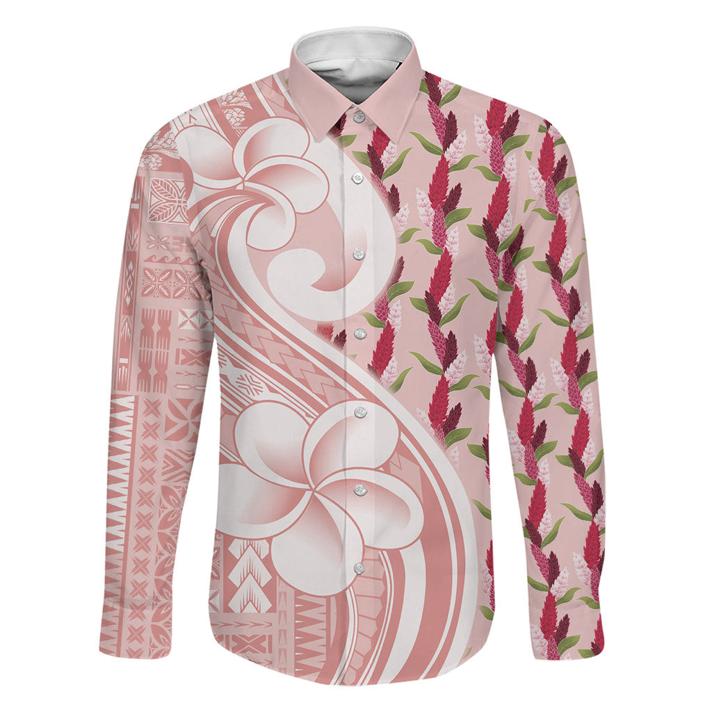 Samoa Teuila Family Matching Short Sleeve Bodycon Dress and Hawaiian Shirt Pink Samoan Siapo Motifs