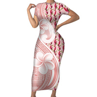 Samoa Teuila Family Matching Short Sleeve Bodycon Dress and Hawaiian Shirt Pink Samoan Siapo Motifs
