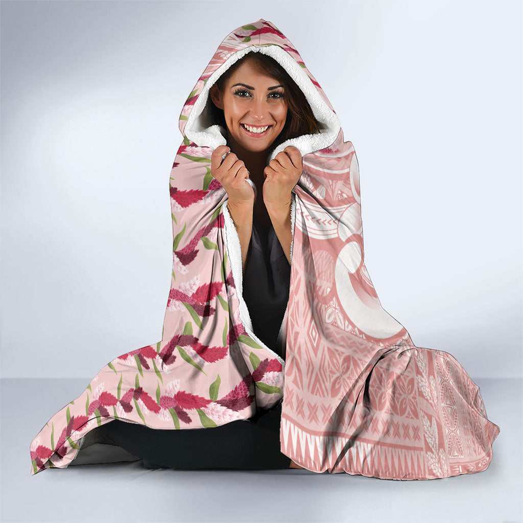 Samoa Teuila Hooded Blanket Pink Samoan Siapo Motifs
