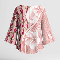 Samoa Teuila Kimono Sleeve Blouse Pink Samoan Siapo Motifs