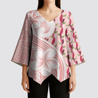 Samoa Teuila Kimono Sleeve Blouse Pink Samoan Siapo Motifs