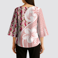 Samoa Teuila Kimono Sleeve Blouse Pink Samoan Siapo Motifs