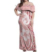 Samoa Teuila Off Shoulder Maxi Dress Pink Samoan Siapo Motifs