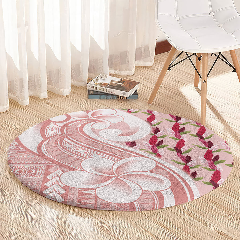 Samoa Teuila Round Carpet Pink Samoan Siapo Motifs