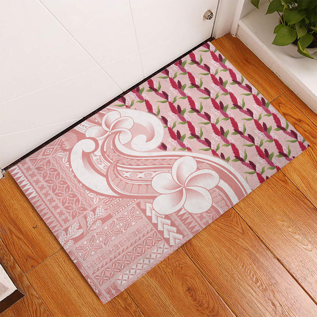 Samoa Teuila Rubber Doormat Pink Samoan Siapo Motifs