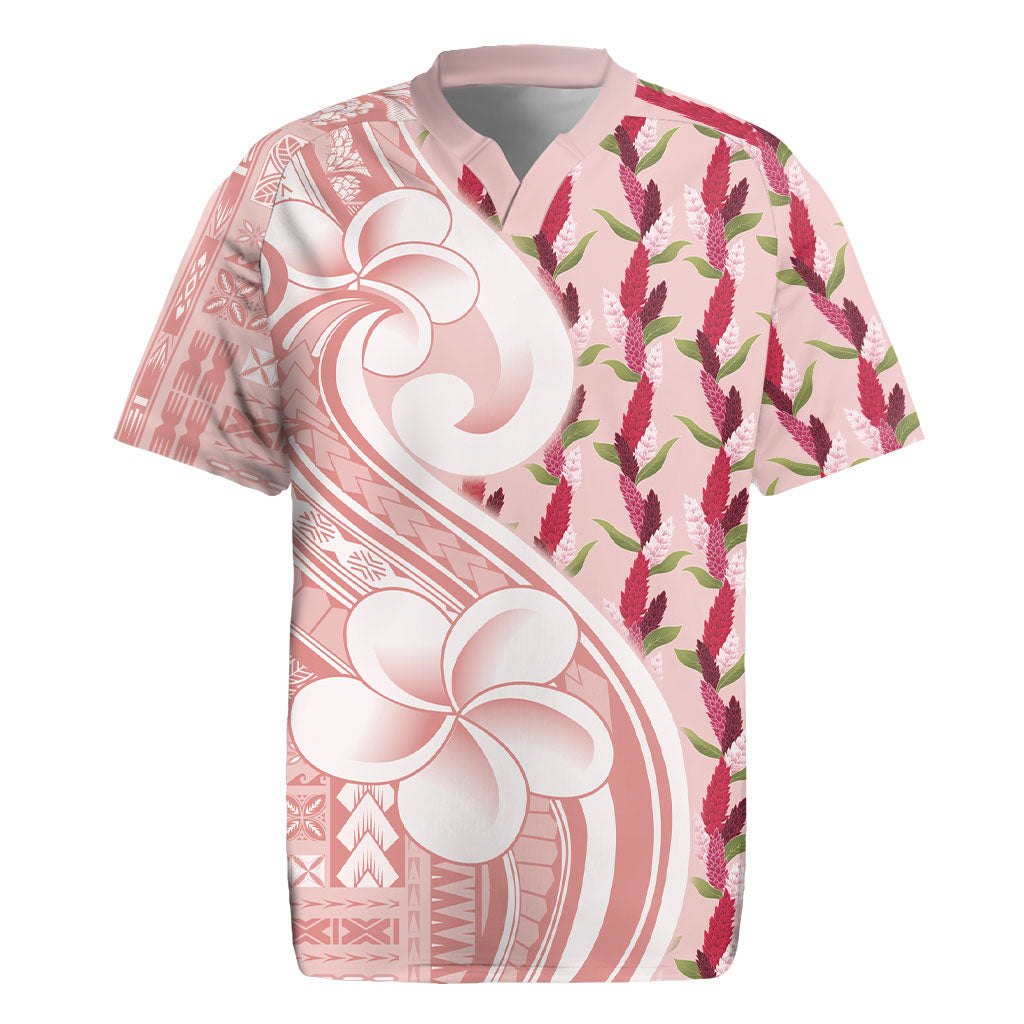 Samoa Teuila Rugby Jersey Pink Samoan Siapo Motifs
