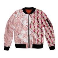 Samoa Teuila Sleeve Zip Bomber Jacket Pink Samoan Siapo Motifs