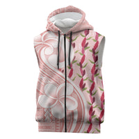 Samoa Teuila Sleeveless Zip Hoodie Pink Samoan Siapo Motifs