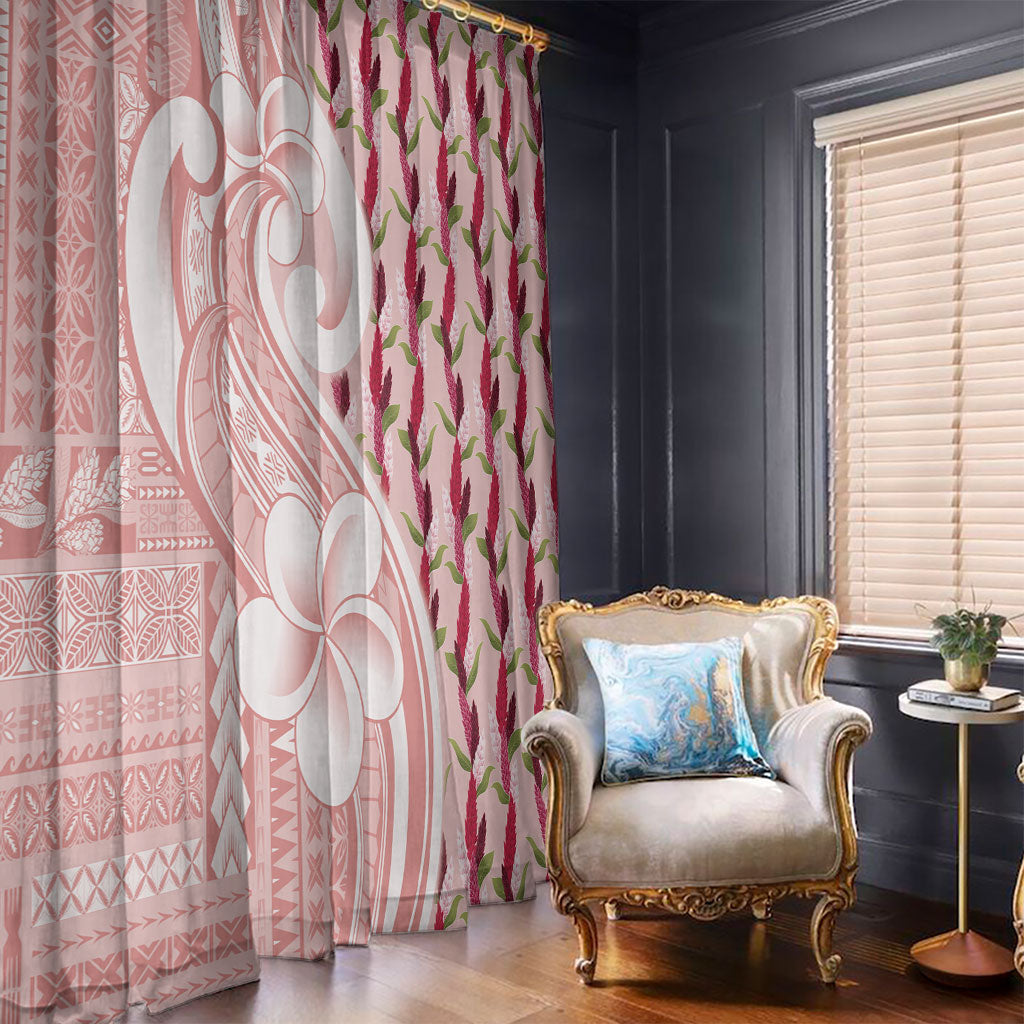 Samoa Teuila Window Curtain Pink Samoan Siapo Motifs