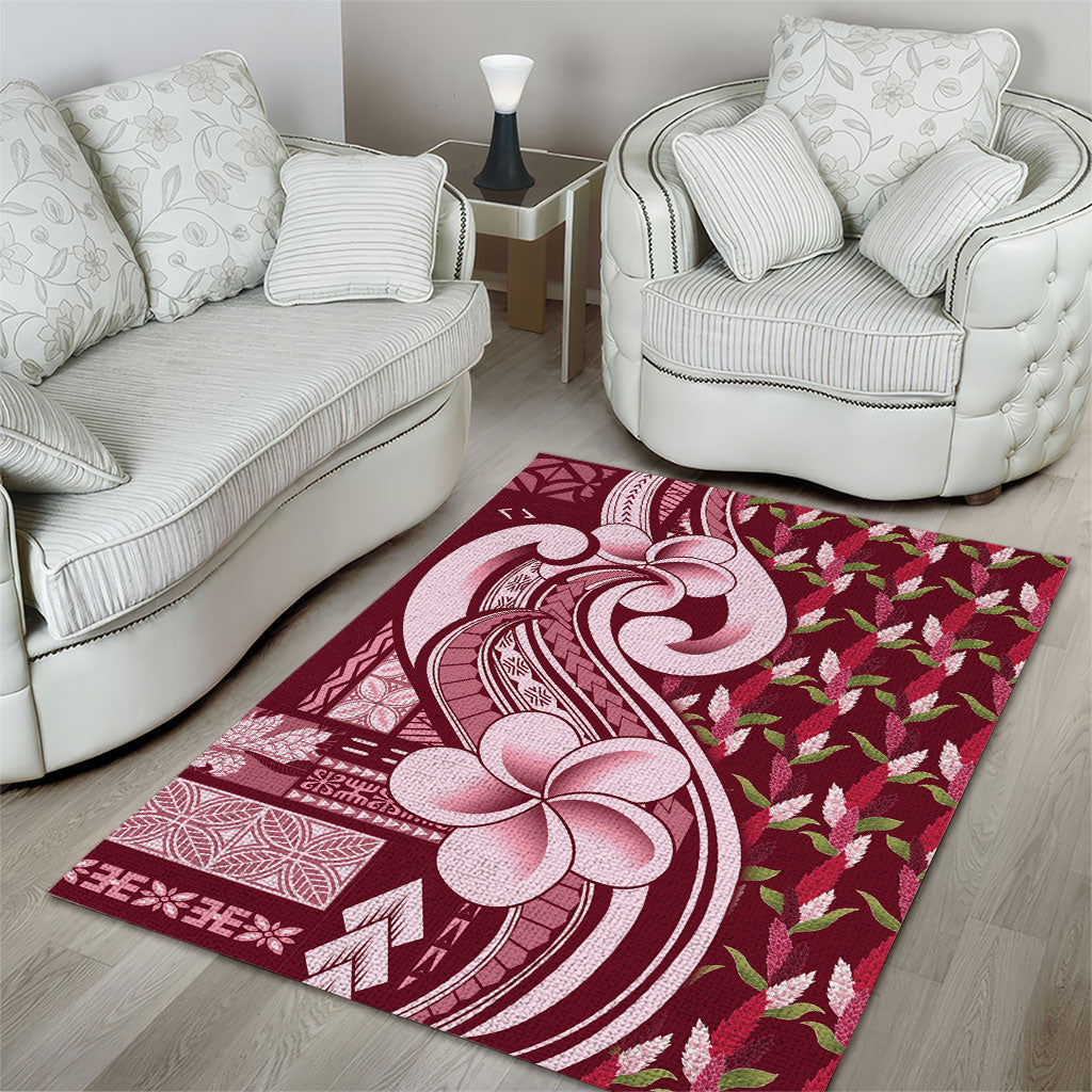 Samoa Teuila Area Rug Maroon Samoan Siapo Motifs