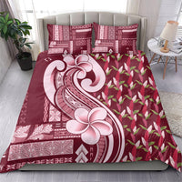 Samoa Teuila Bedding Set Maroon Samoan Siapo Motifs