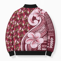 Samoa Teuila Bomber Puffer Jacket Maroon Samoan Siapo Motifs