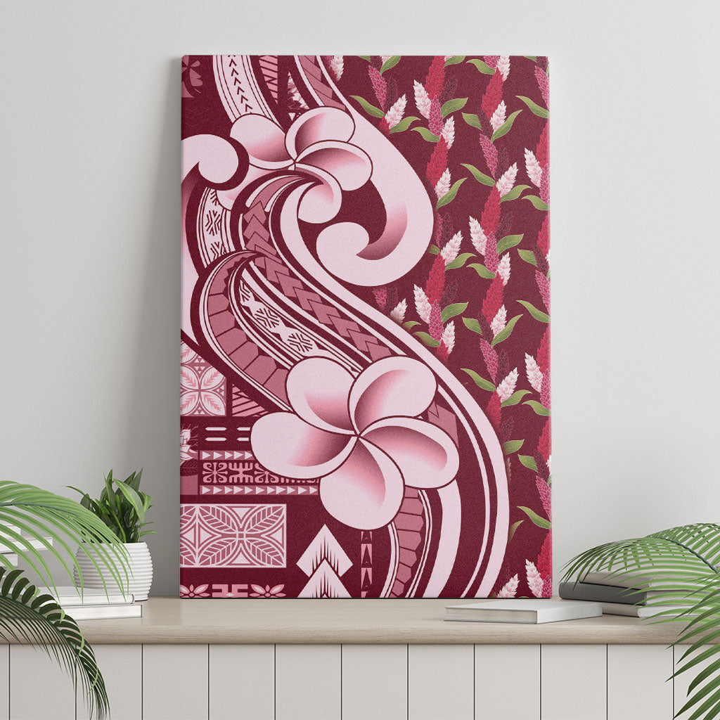 Samoa Teuila Canvas Wall Art Maroon Samoan Siapo Motifs