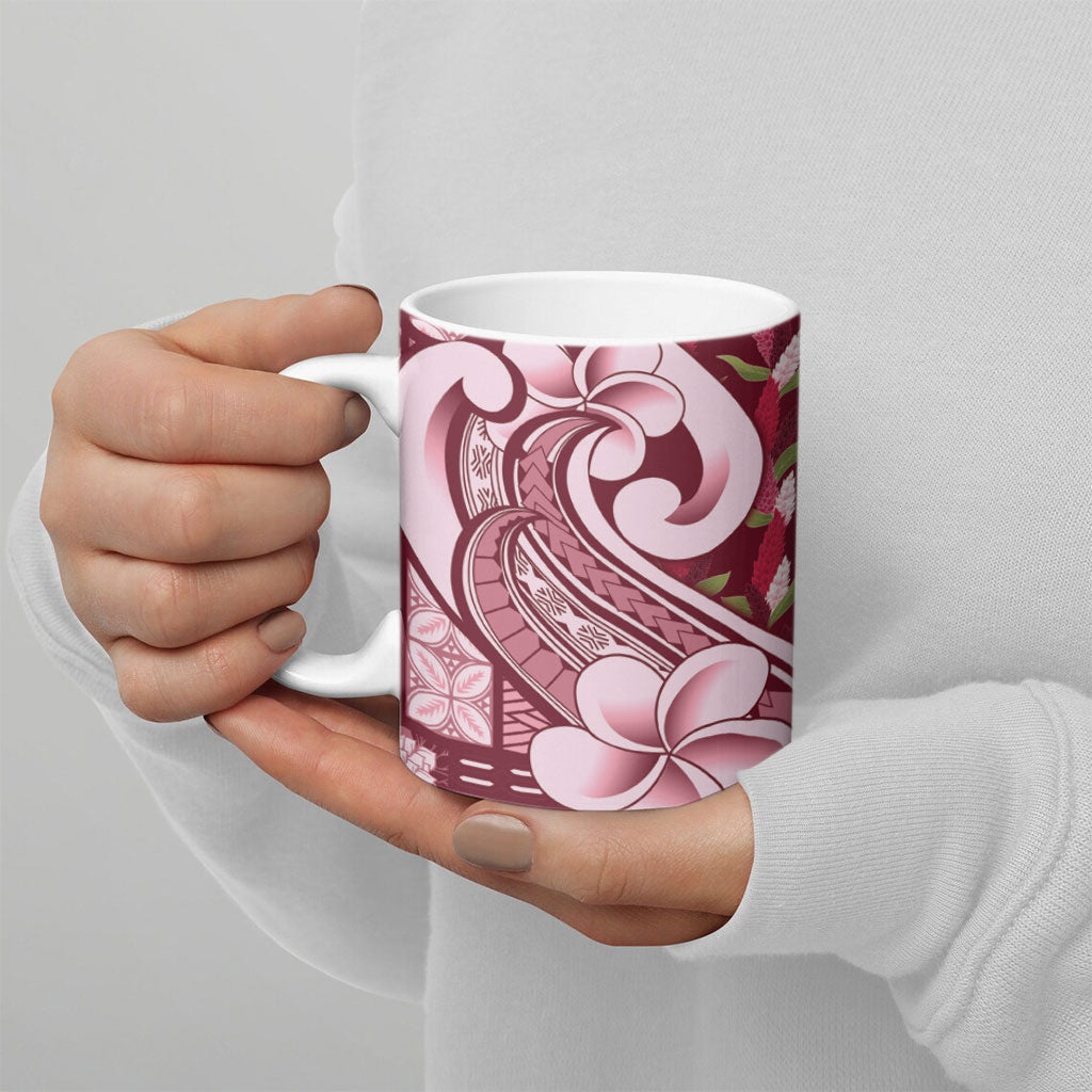 Samoa Teuila Ceramic Mug Maroon Samoan Siapo Motifs