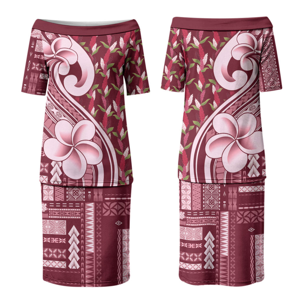 Samoa Teuila Couples Matching Puletasi and Hawaiian Shirt Maroon Samoan Siapo Motifs LT05 - Polynesian Pride