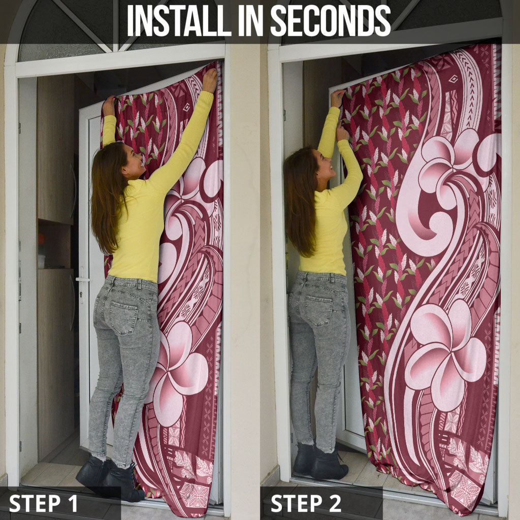 Samoa Teuila Door Cover Maroon Samoan Siapo Motifs