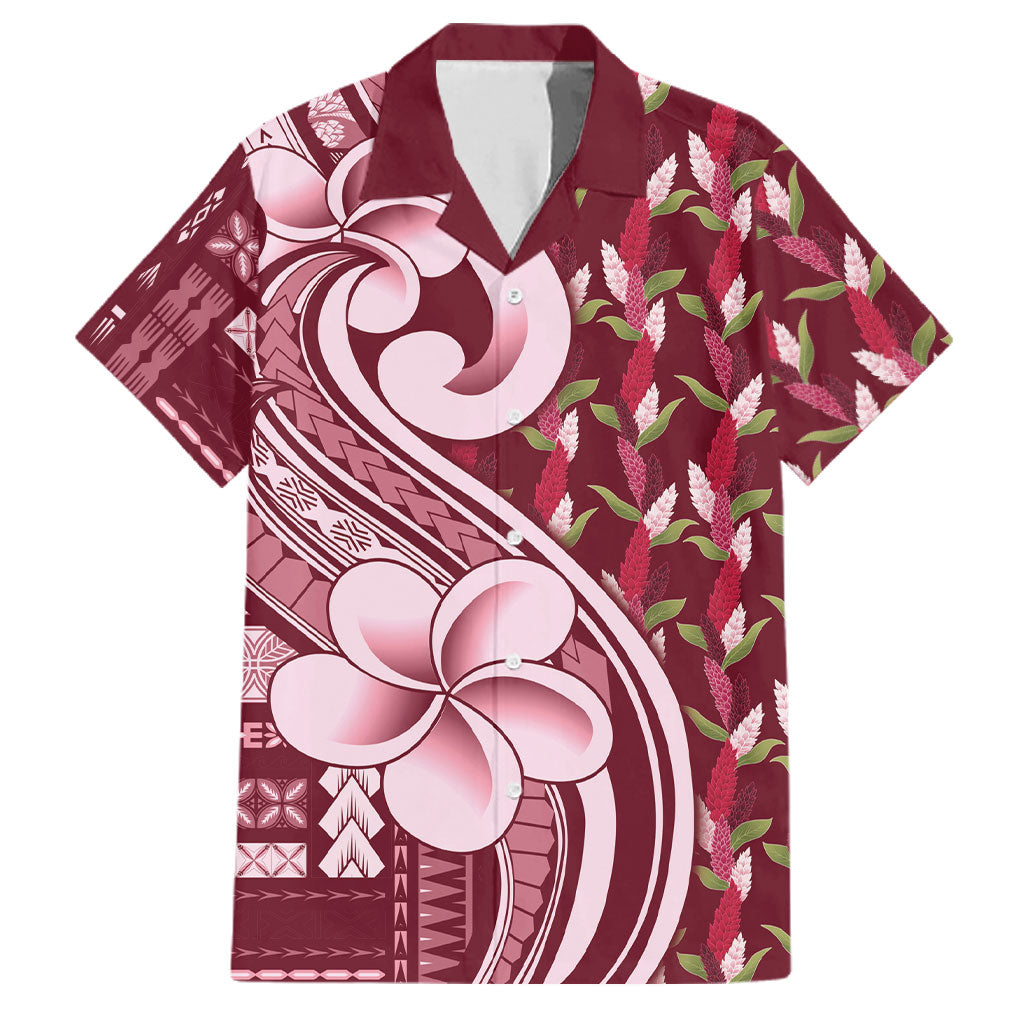 Samoa Teuila Family Matching Long Sleeve Bodycon Dress and Hawaiian Shirt Maroon Samoan Siapo Motifs