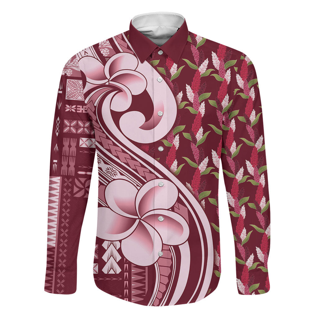 Samoa Teuila Family Matching Off The Shoulder Long Sleeve Dress and Hawaiian Shirt Maroon Samoan Siapo Motifs