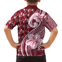 Samoa Teuila Family Matching Off Shoulder Short Dress and Hawaiian Shirt Maroon Samoan Siapo Motifs